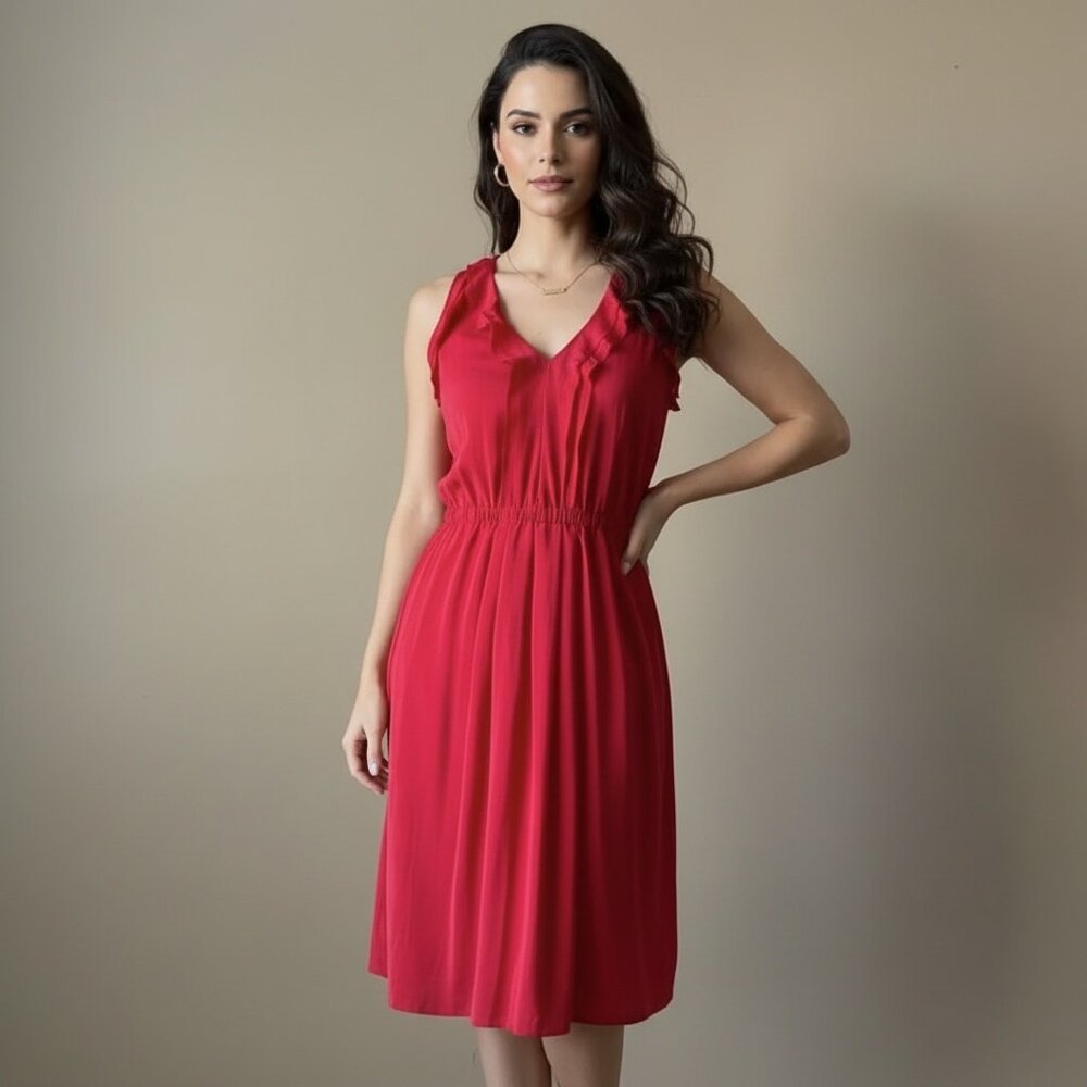 LOFT | Red 100% Silk Sleeveless Dress Sz 0P